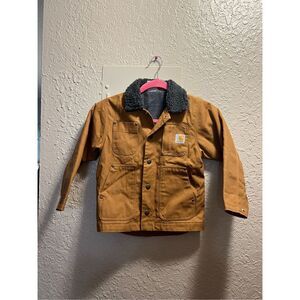 Carhartt Brown Lined Chore Jacket Kids Size XXS (4-5)